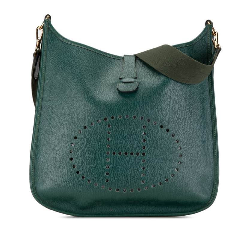 Hermès Togo Evelyne I GM Green Leather Good condition - Front View