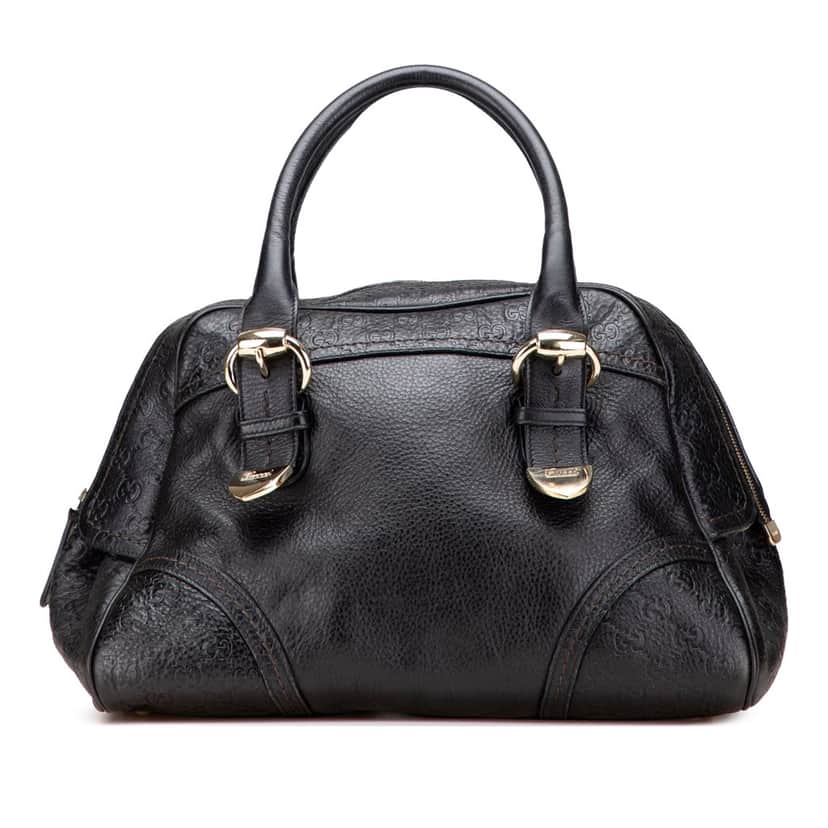 Gucci Large Guccissima Trimmed Leather Signoria Dome Handbag Black Leather Good condition - Front View