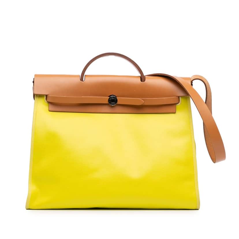 Hermès Toile H Berline Herbag Zip 39 Yellow Canvas Good condition - Front View