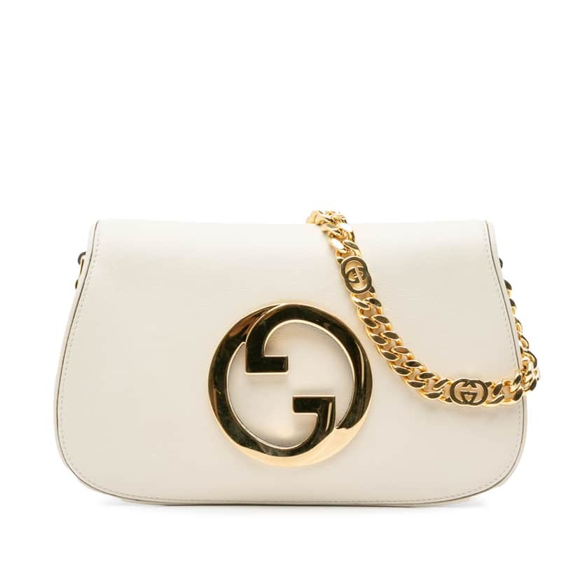 Gucci Calfskin Blondie Chain Satchel White Leather Good condition - Front View