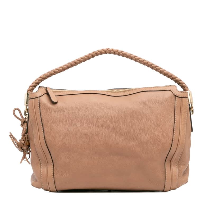 Gucci Medium Pebbled Calfskin Bella Shoulder Bag Brown Leather Good condition - Front View