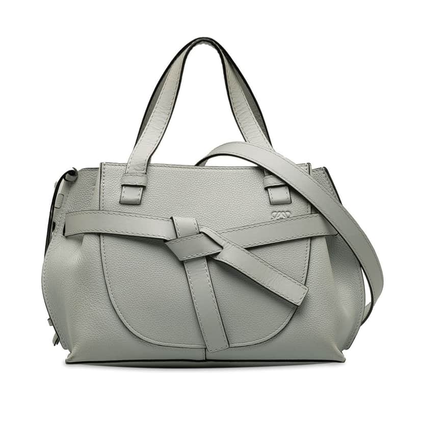 Loewe Mini Gate Top Handle Satchel Grey Leather Good condition - Front View