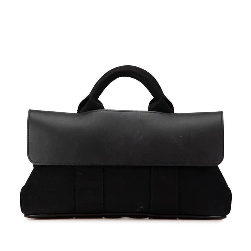 Hermès Toile and Swift Valparaiso Long PM Black Canvas Good condition - Front View