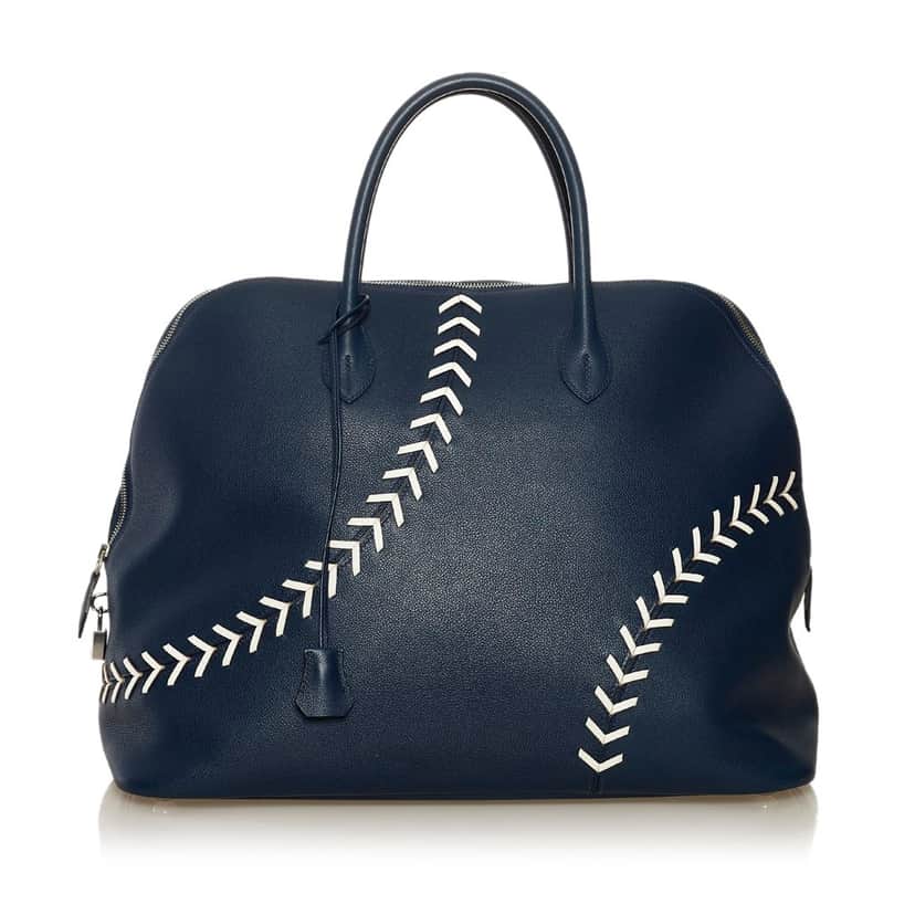 Hermès Baseball Bolide Bag Blue Leather Good condition - Front View