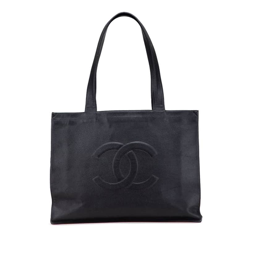 Chanel Caviar CC Tote Bag Black Leather Good condition - Front View