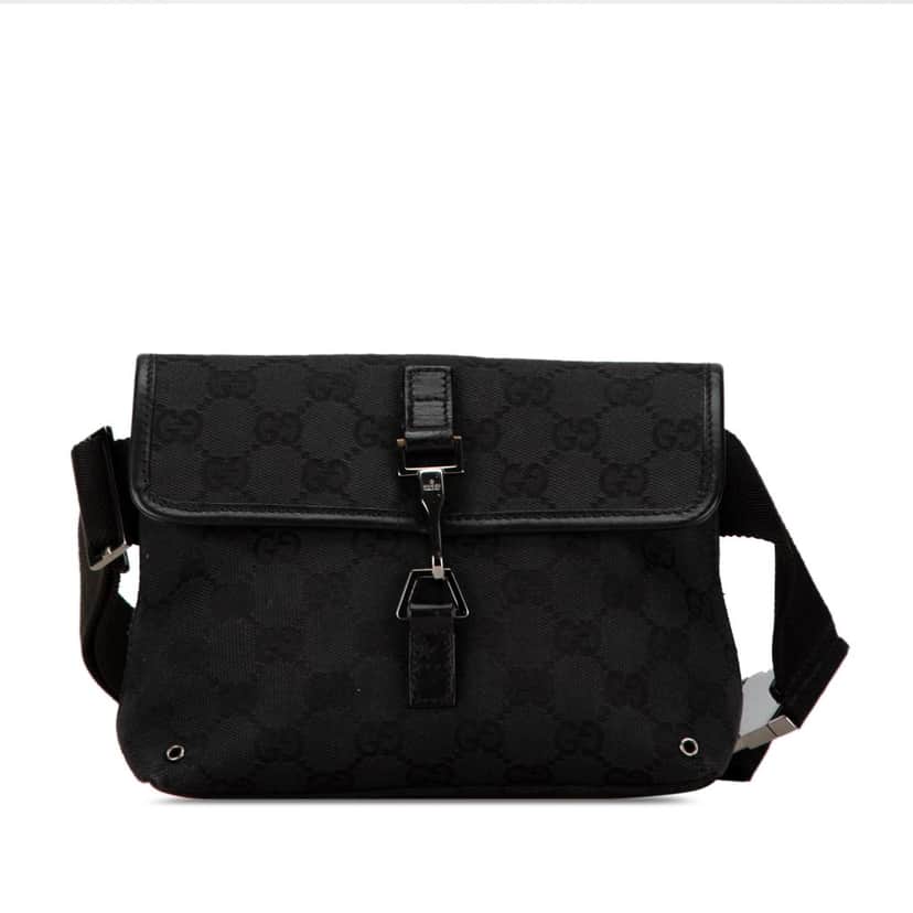 Gucci GG Canvas Jackie Belt Bag Black Canvas Good condition - Front View