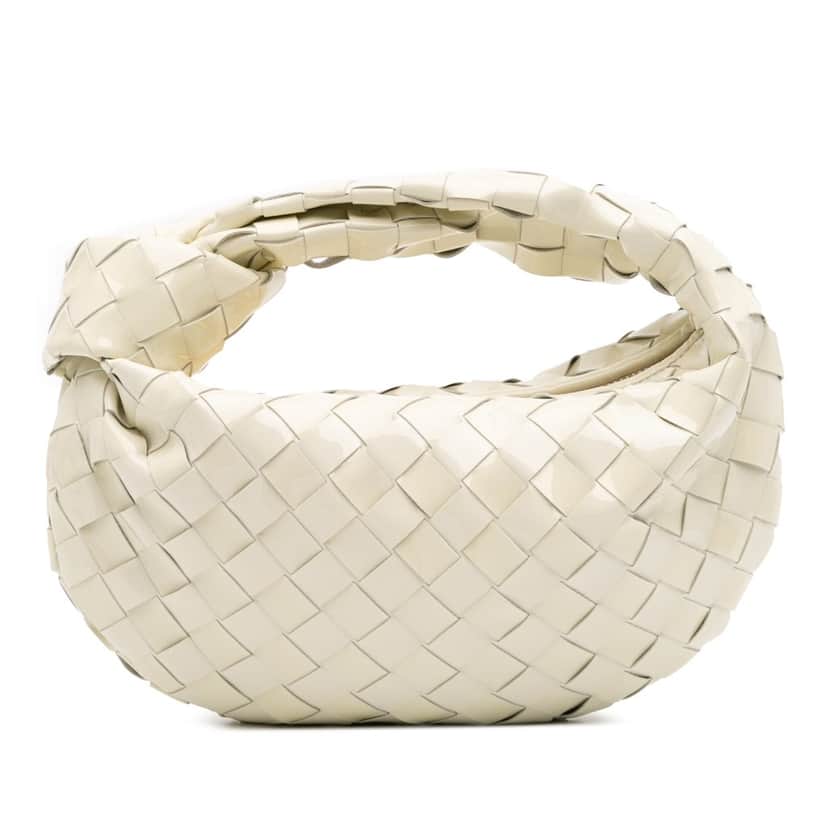 Bottega Veneta Mini Patent Intrecciato Jodie White Leather Good condition - Front View