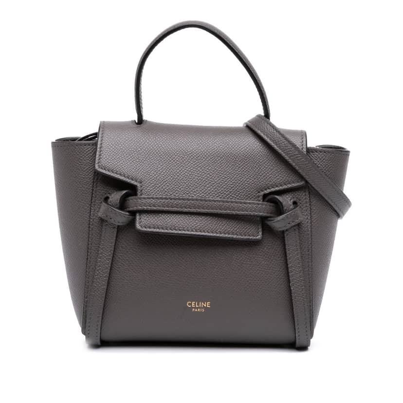 Celine Pico Grained Calfskin Belt Bag Grey Leather Good condition - Front View