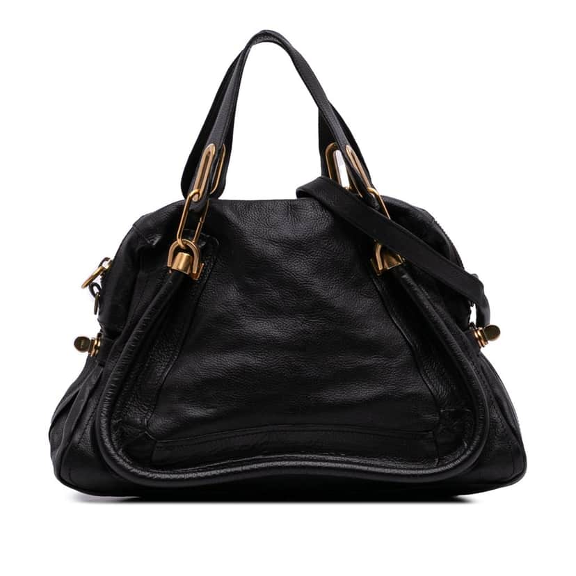 Chloé Medium Pebbled Leather Paraty Satchel Black Leather Fair condition - Front View