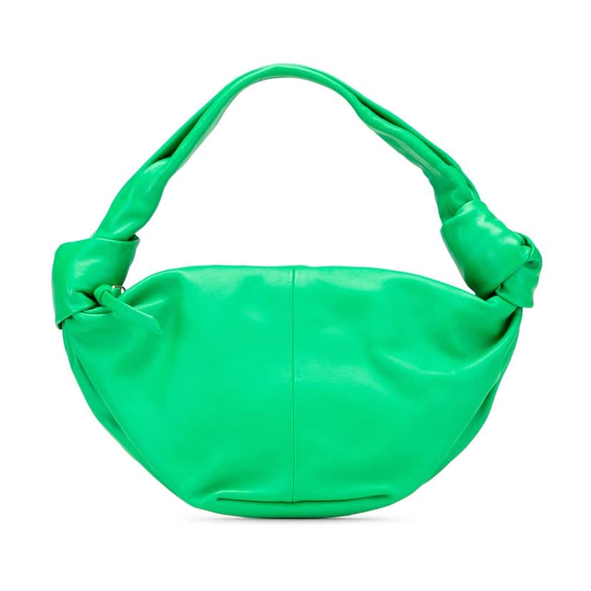 Bottega Veneta Mini Nappa Double Knot Bag Green Leather Good condition - Front View