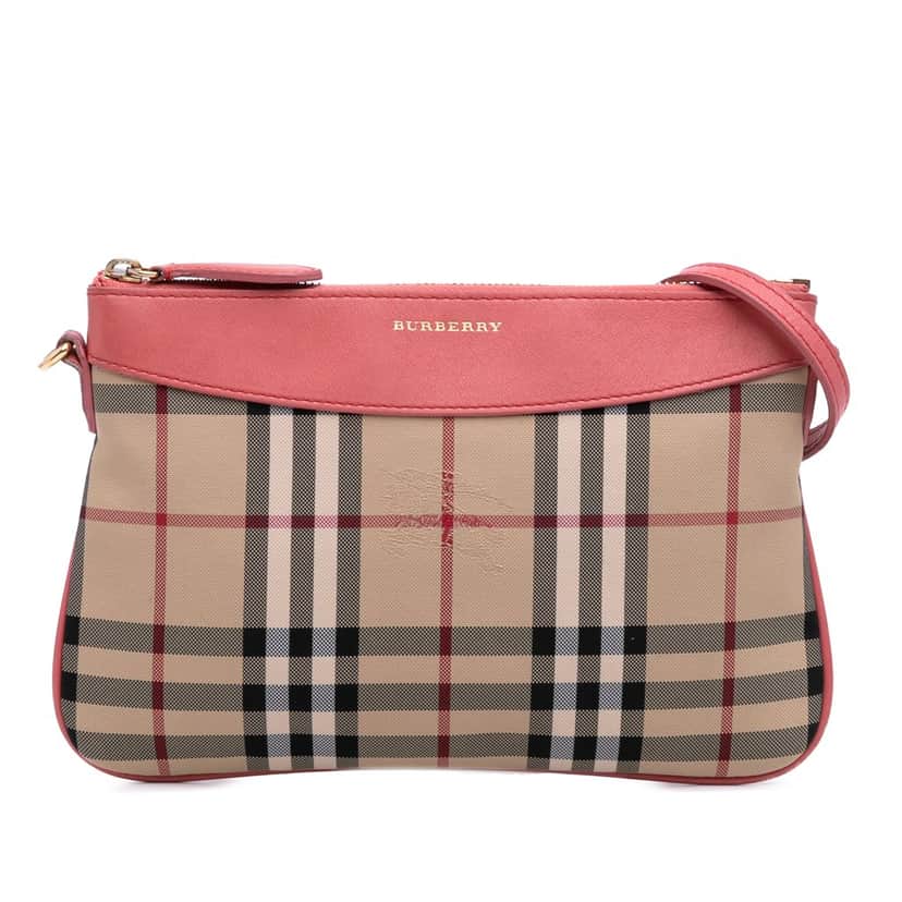 Burberry Haymarket Check Canvas Peyton Crossbody Brown Canvas Good condition - Front View