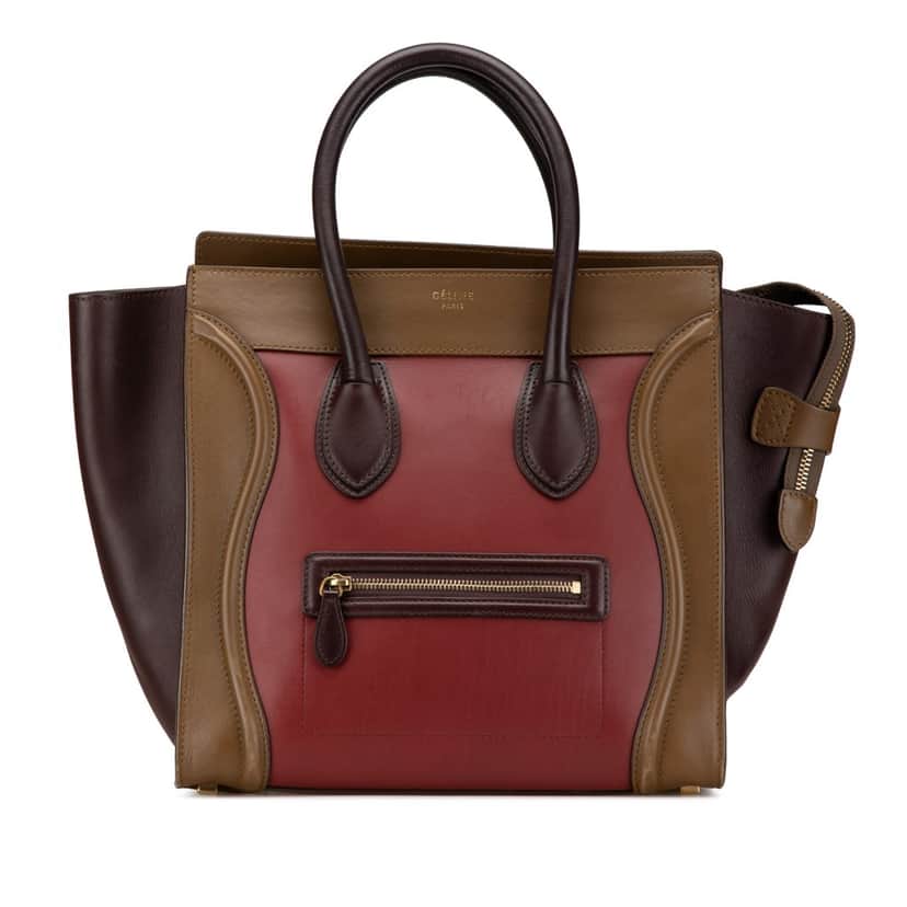 Celine Mini Tricolor Leather Luggage Tote Red Leather Good condition - Front View