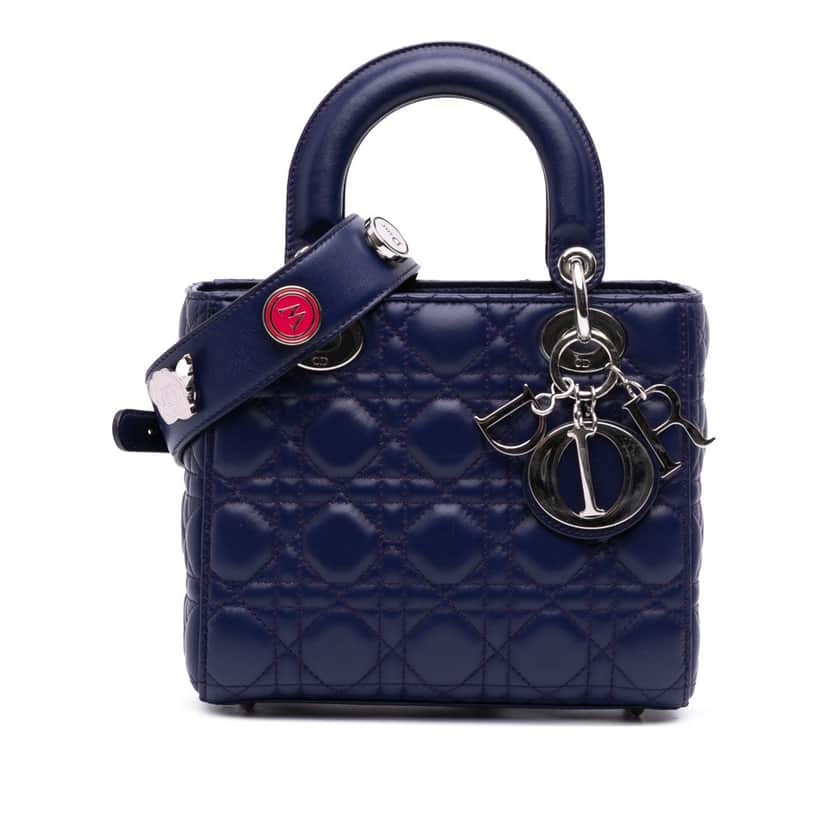 Dior Small Lambskin Cannage My ABCDior Lady Dior Blue Leather Good condition - Front View