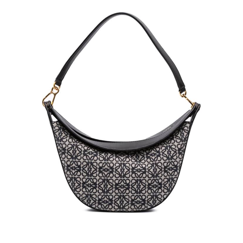 Loewe Small Anagram Canvas Luna Hobo Black Canvas Good condition - Front View
