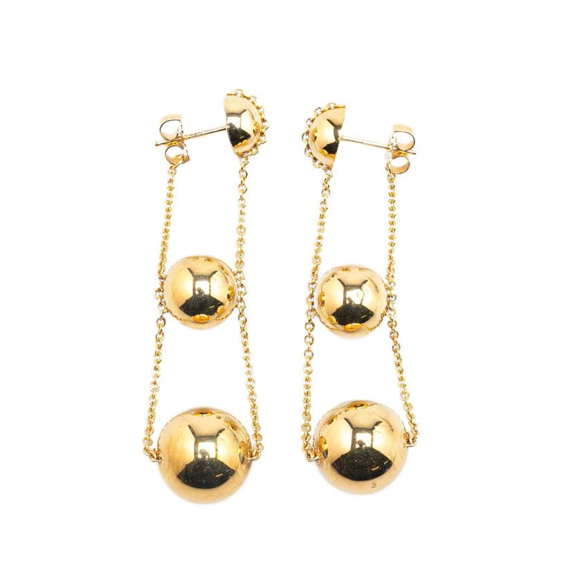 Tiffany & Co 18K Yellow Gold Triple Drop Push Back Earrings Gold Gold Good condition - Front View