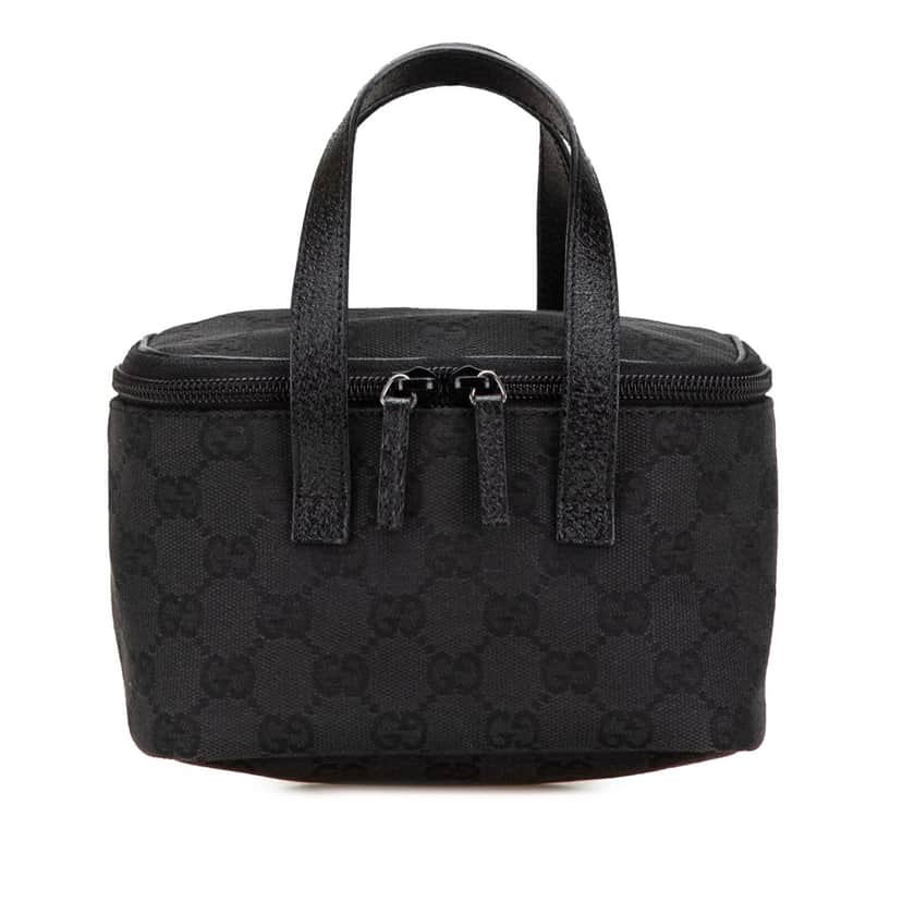Gucci GG Canvas Vanity Bag Black Canvas Good condition - Front View