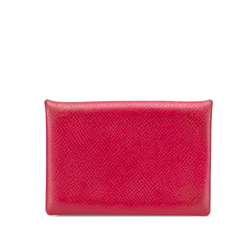 Hermès Epsom Calvi Card Holder Pink Leather Good condition - Front View