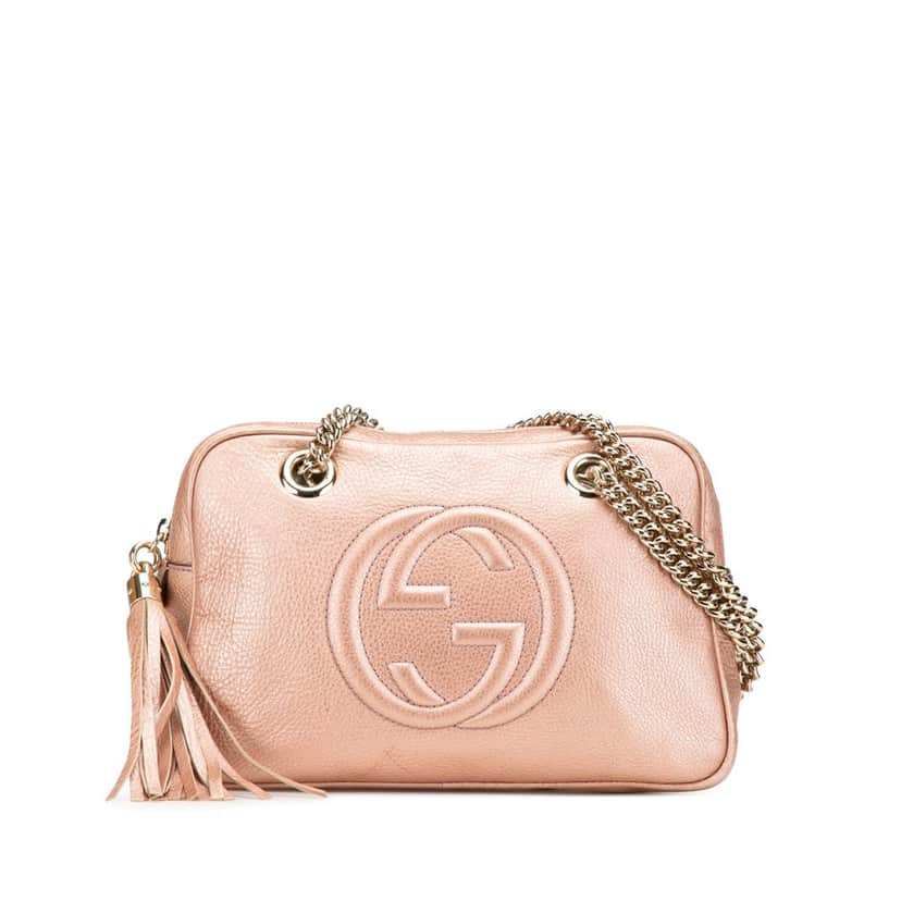 Gucci Leather Soho Chain Zip Shoulder Bag Pink Leather Good condition - Front View