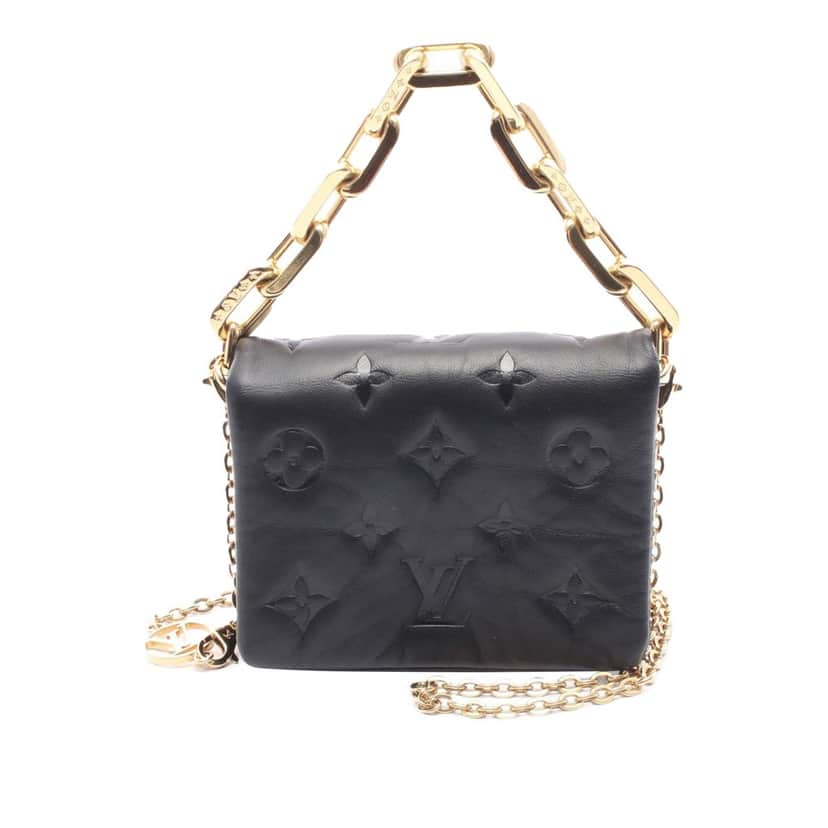 Louis Vuitton Monogram Embossed Puffy Lambskin Coussin Belt Bag Black Leather Good condition - Front View