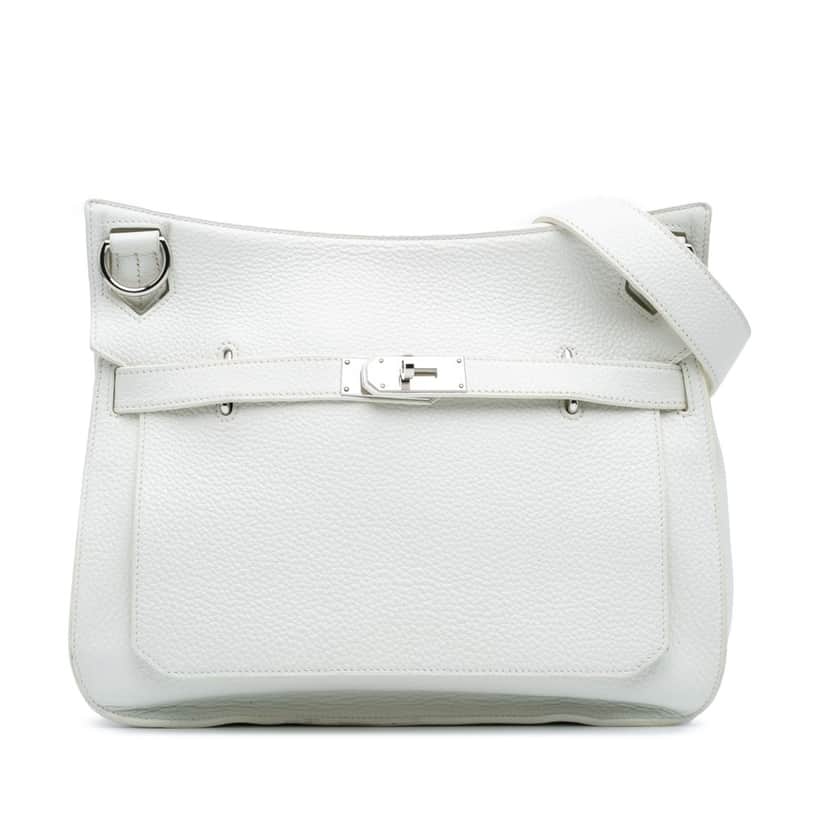 Hermès Clemence Jypsiere 34 White Leather Good condition - Front View