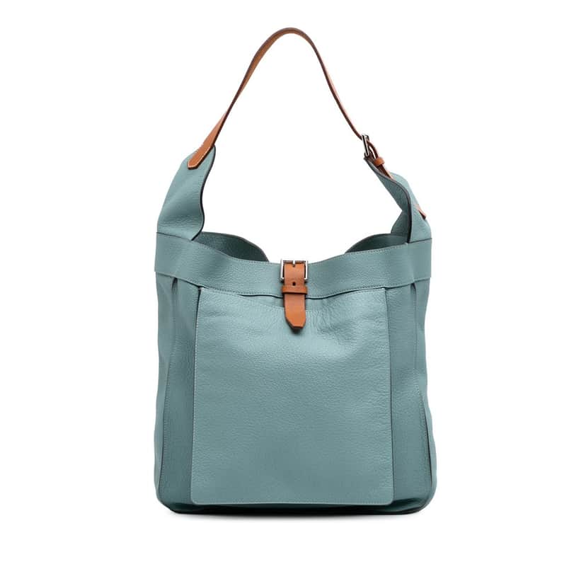 Hermès Clemence Marwari PM Blue Leather Good condition - Front View