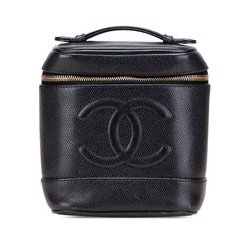 Chanel CC Caviar Vanity Bag Black Leather Good condition - Front View
