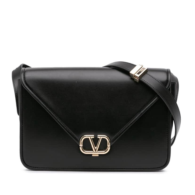 Valentino Small Leather Letter Crossbody Black Leather Good condition - Front View