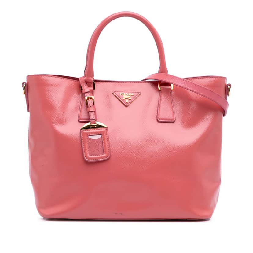 Prada Saffiano Vernice Satchel Pink Leather Good condition - Front View