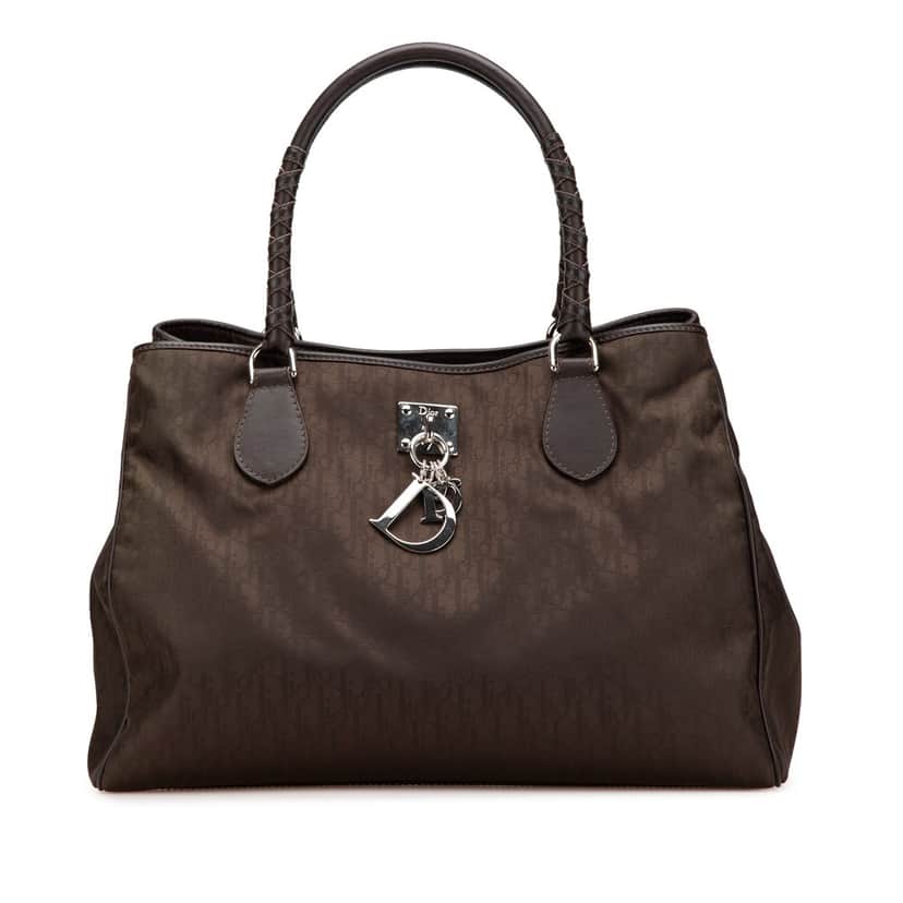 Dior Medium Diorissimo Trotter Nylon Lovely Tote Brown Good condition - Front View