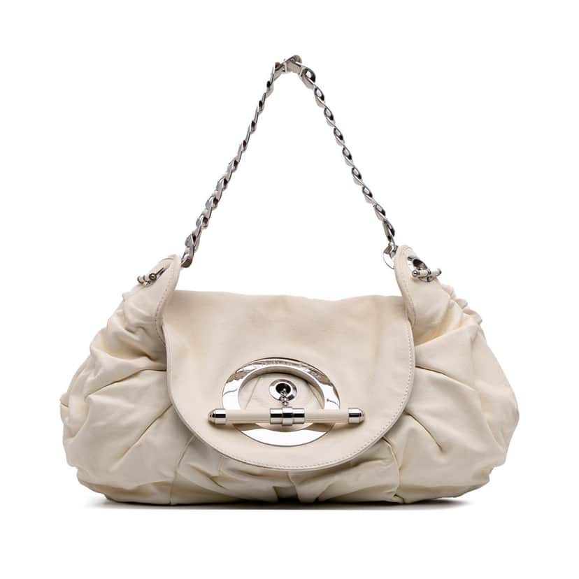 Dior Leather Jazz Club Shoulder Bag White Leather Good condition - Front View