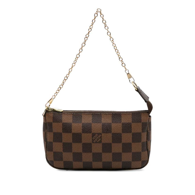 Louis Vuitton Damier Ebene Mini Pochette Accessoires Brown Canvas Good condition - Front View