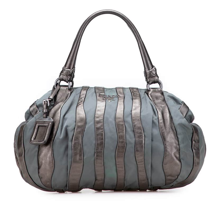 Prada Tessuto Nappa Waves Tote Grey Good condition - Front View