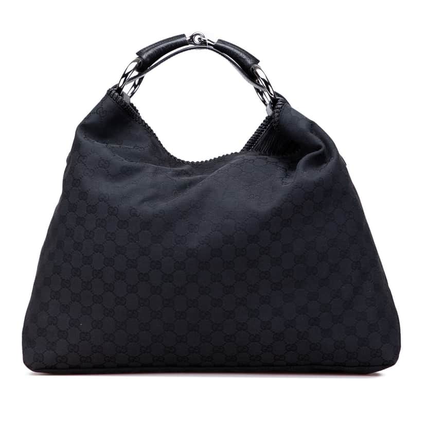 Gucci Large GG Canvas Horsebit Hobo Black Canvas Good condition - Front View