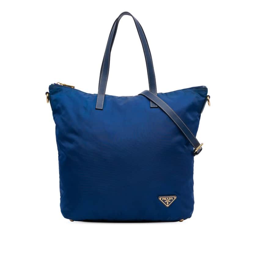 Prada Tessuto Zip Top Convertible Tote Blue Good condition - Front View