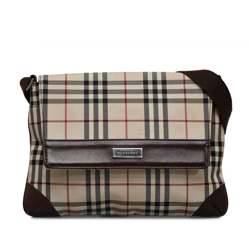 Burberry House Check Crossbody Brown Canvas Good condition - Front View