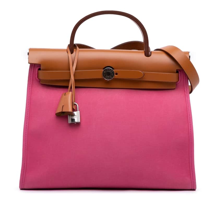 Hermès Toile Herbag Zip 31 Pink Canvas Good condition - Front View