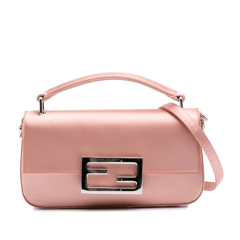 Fendi Silk Baguette Phone Pouch Satchel Pink Silk Good condition - Front View