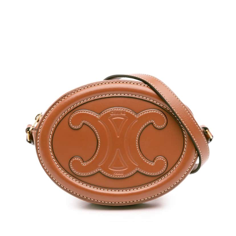 Celine Small Calfskin Cuir Triomphe Oval Crossbody Brown Leather Good condition - Front View