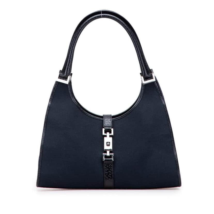 Gucci Canvas Jackie Bardot Shoulder Bag Blue Canvas Good condition - Front View