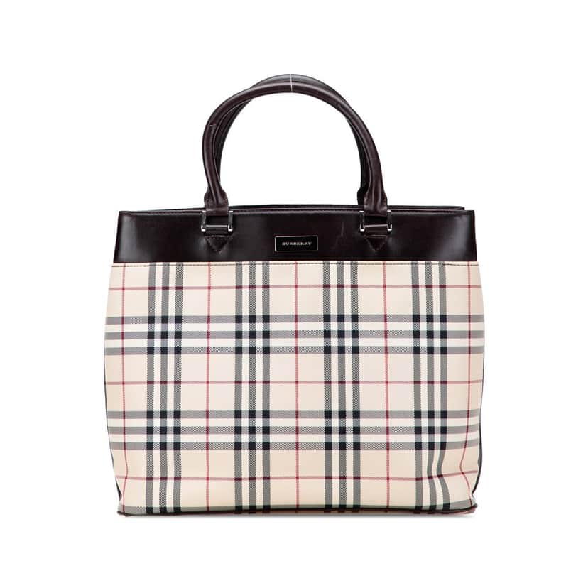 Burberry House Check Canvas Tote Brown Canvas Good condition - Front View
