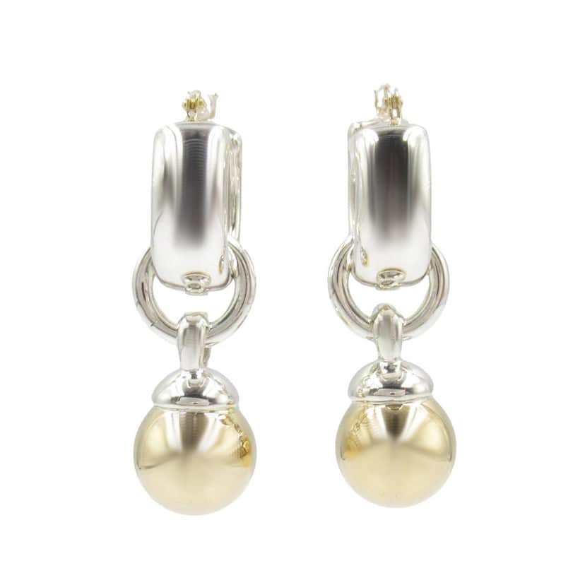 Tiffany & Co Sterling Silver and 18K Yellow Gold Fascination Ball Dangle Earrings Silver Silver Good condition - Front View