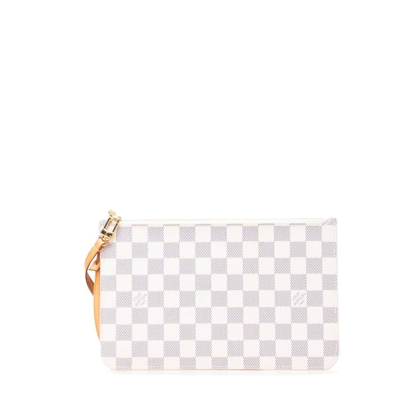 Louis Vuitton Damier Azur Neverfull Pouch MM White Canvas Good condition - Front View
