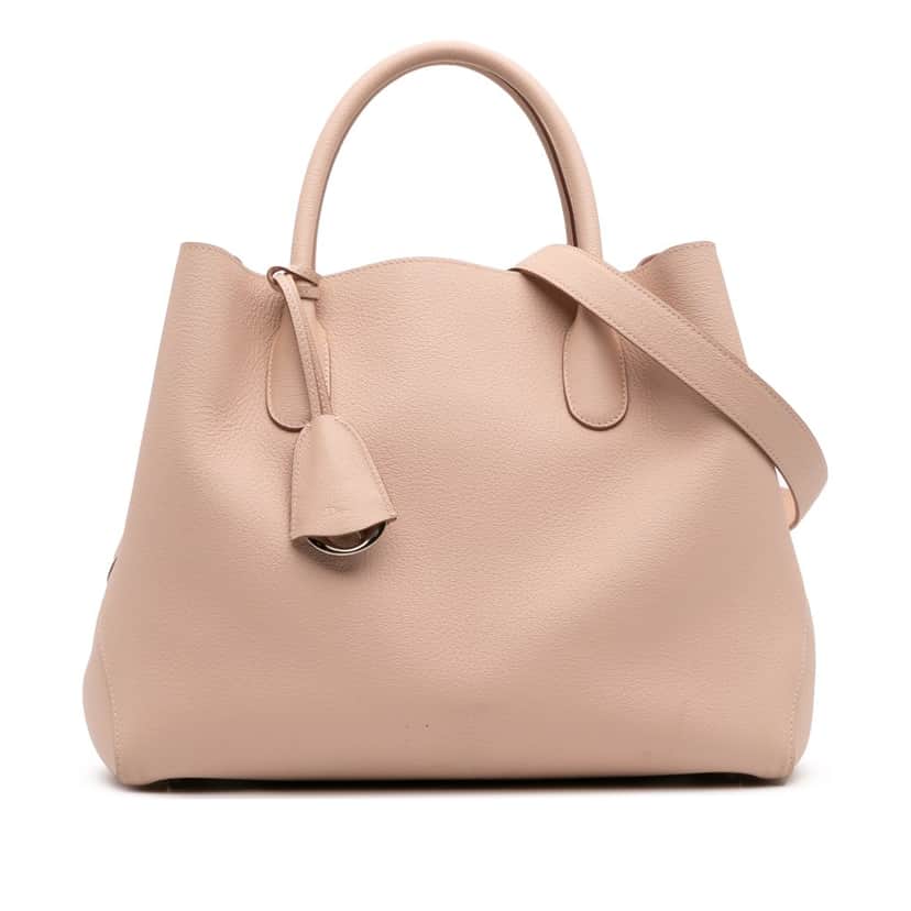 Dior Large Supple Grained Calfskin Open Bar Tote Brown Leather Good condition - Front View