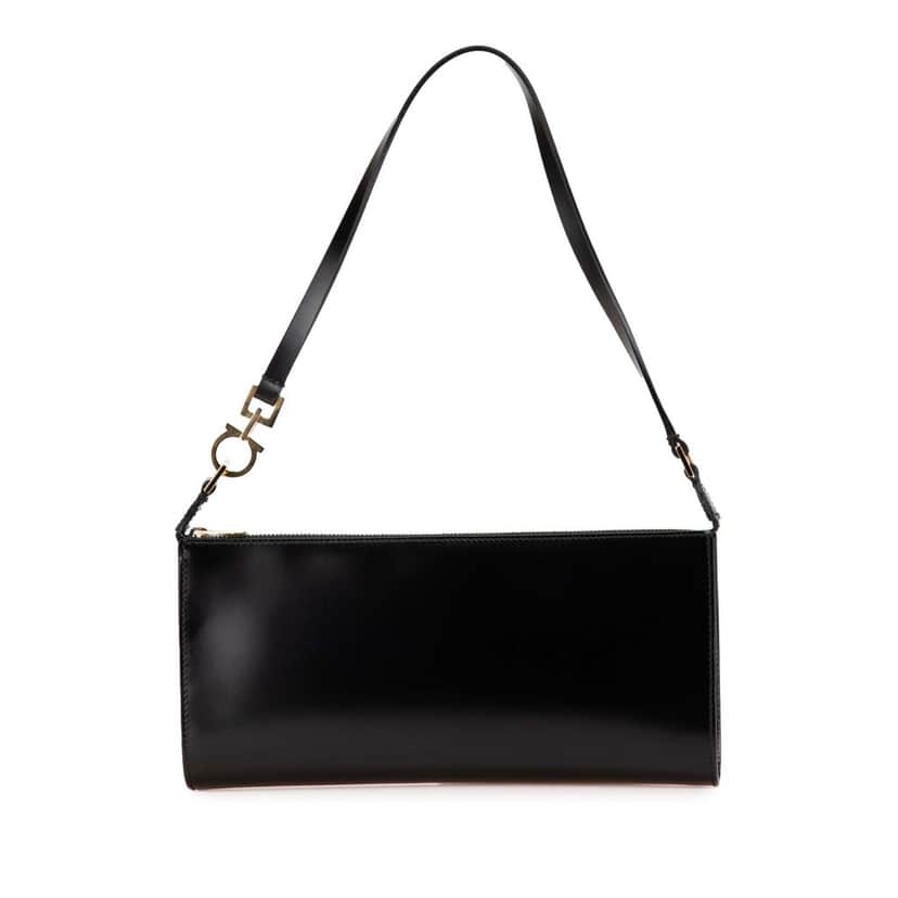 Salvatore Ferragamo Leather Gancini Shoulder Bag Black Leather Good condition - Front View