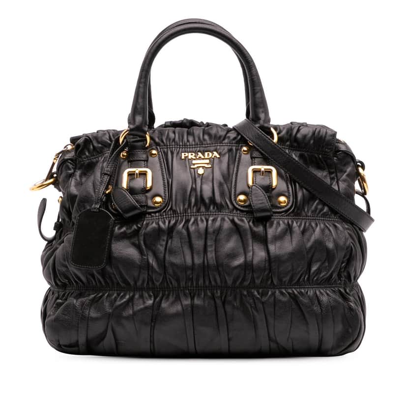 Prada Nappa Gaufre Satchel Black Leather Good condition - Front View