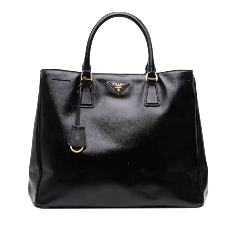 Prada Large Saffiano Vernice Galleria Satchel Black Leather Good condition - Front View