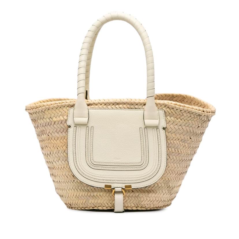 Chloé Medium Raffia Marcie Basket Tote Brown Good condition - Front View