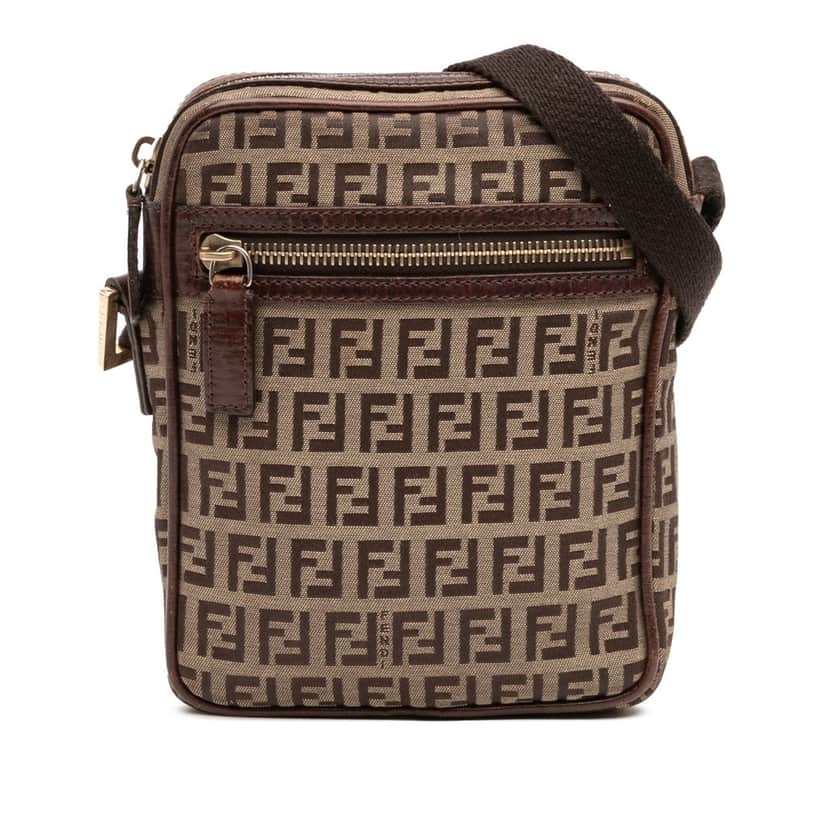 Fendi Zucchino Canvas Crossbody Brown Canvas Good condition - Front View