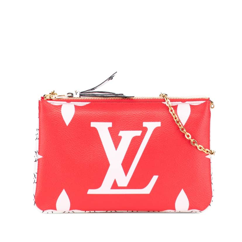 Louis Vuitton Limited Edition Monogram Giant Double Zip Pochette Red Canvas Very good condition - Front View