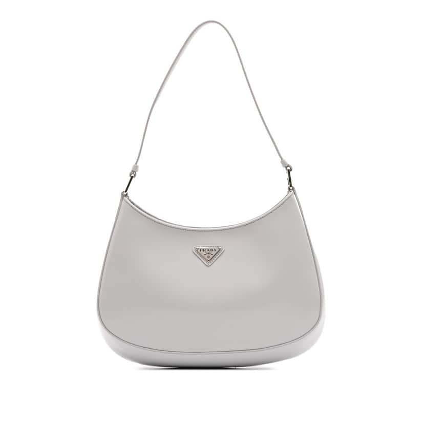 Prada Spazzolato Cleo Shoulder Bag Grey Leather Good condition - Front View